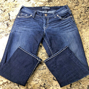 Size 31 Silver Jeans Women’s Denim Suki Flap Capri Distressed Embroidered CN